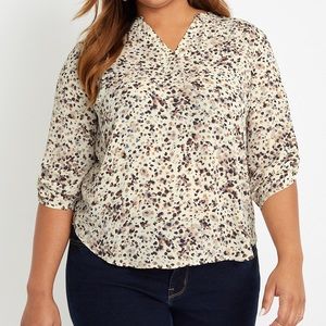 Maurices | Dot Print 3/4 Sleeve Popover Blouse